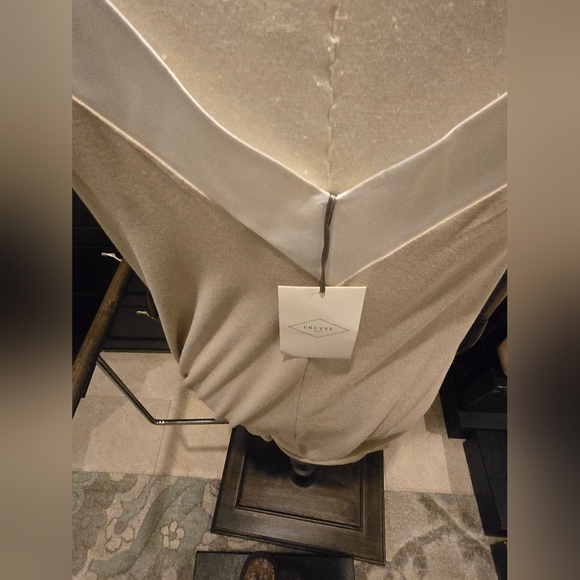 Frette New w/Tags Spring 2024 Long  Nightgown Pajamas Beige/ White Satin - Picture 7 of 12